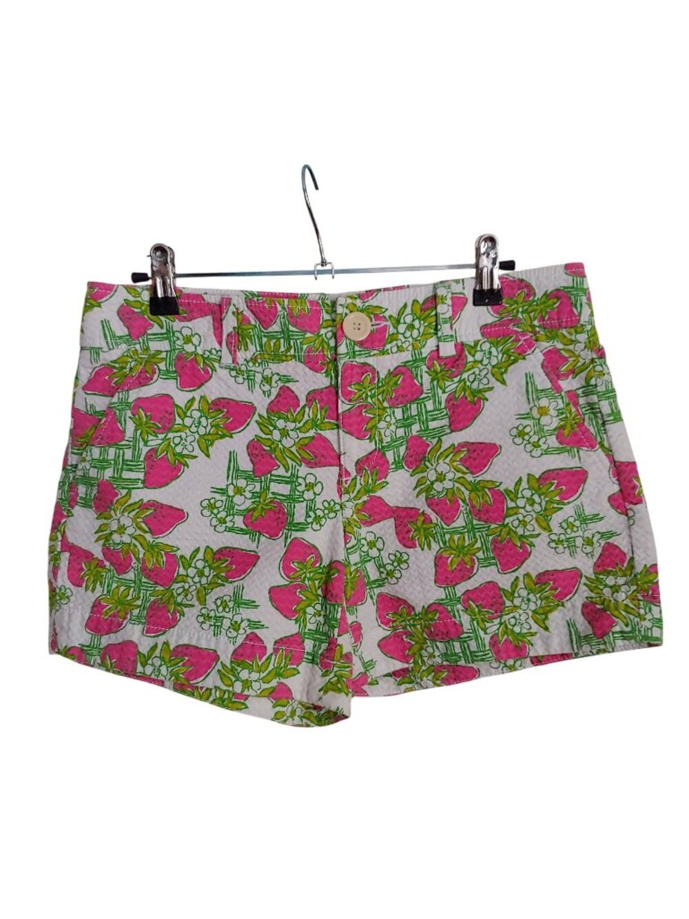 Lilly Pulitzer Strawberry Seersucker Shorts Coastal Prep Cottagecore Whimsy 2